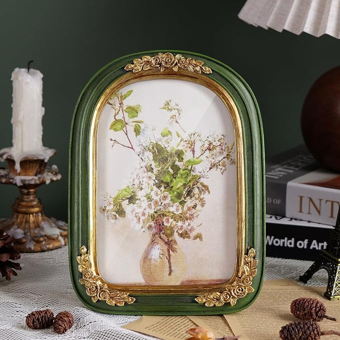 Cuspin Vintage 4x6 Picture Frame, Ornate Floral Resin Photo Frame - Image 2