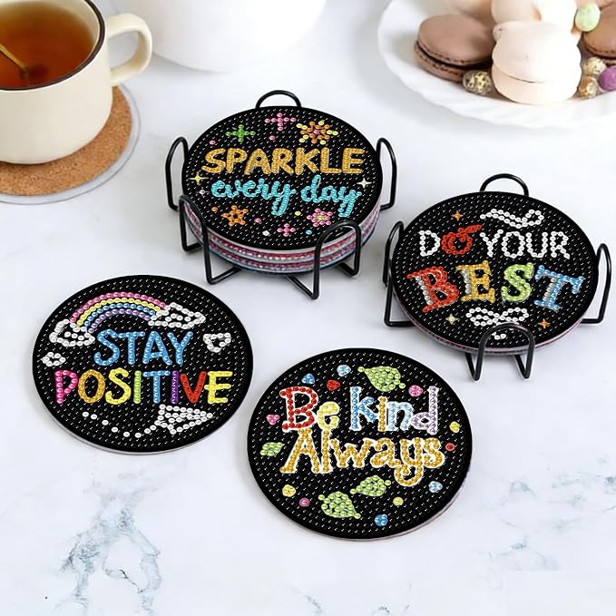 Gemozaic 8PCS Inspirational Diamond Art Coasters Kit - Image 2