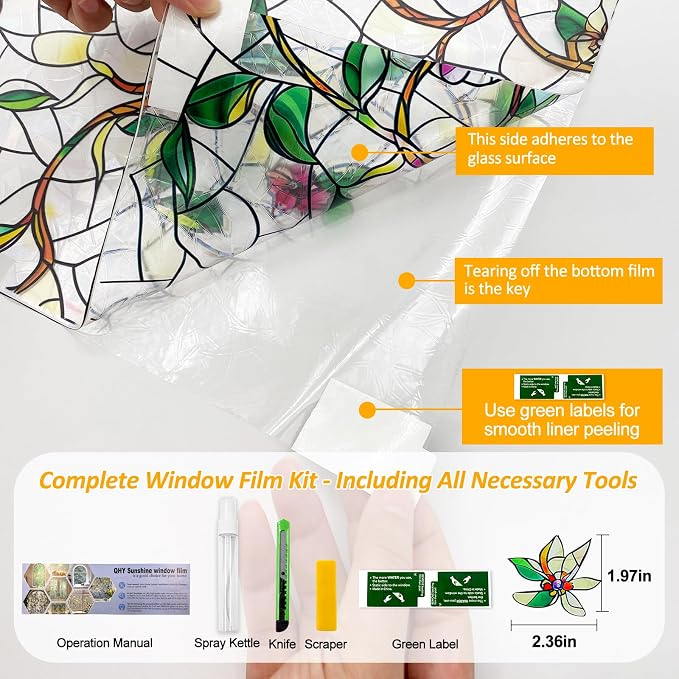 Window Privacy Film Stain Glass Window Film Rainbow Window Film Window clings - Image 2