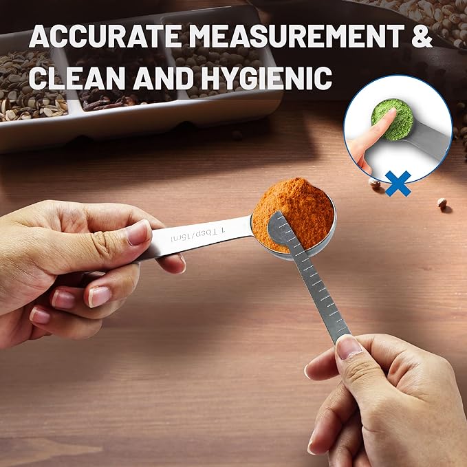 8PCS Measuring Spoons, Premium Heavy Duty Stainless Steel Measuring Spoons Cups - Image 5