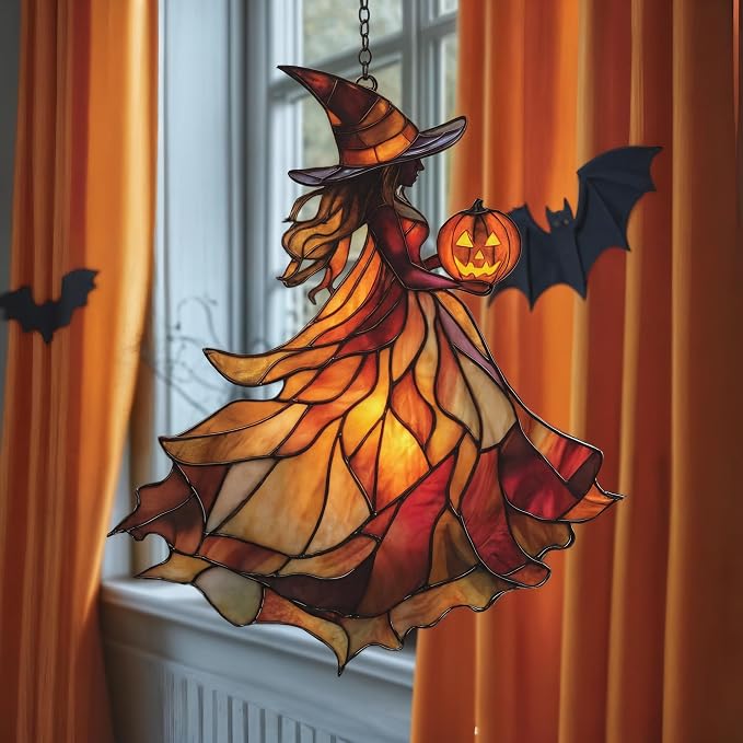 Autumn Witch Acrylic Suncatcher by Unknown