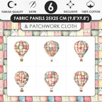 Patchwork Hot Air Balloon Cotton Fabric Panel – 6 Designs + Bonus Sheet - Image 3
