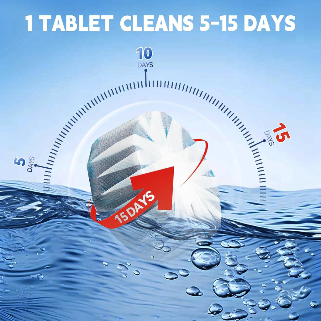 Toilet Bowl Cleaner Tablets, Automatic Toilet Tank Cleaner for Deodorizing & Descaling, Long-Lasting with Sustained Release Technology for Bathroom Cleaners, Blue, 6 Packs