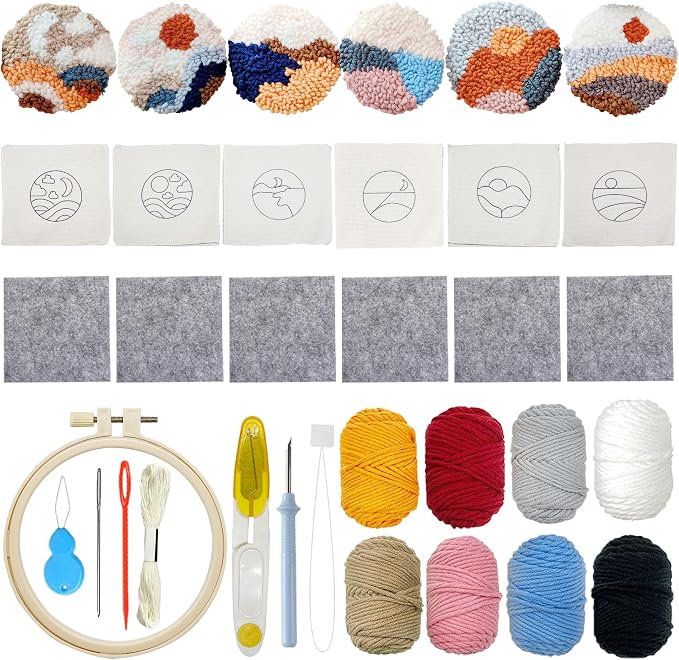 Allazone 6 PCS Punch Needle Coaster Kit by Allazone