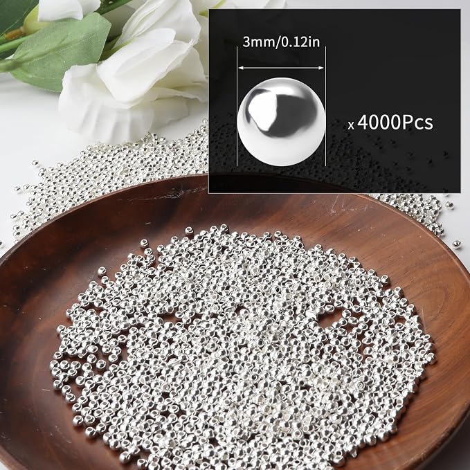 4000pcs Silver 3mm Pearl Beads - Image 2