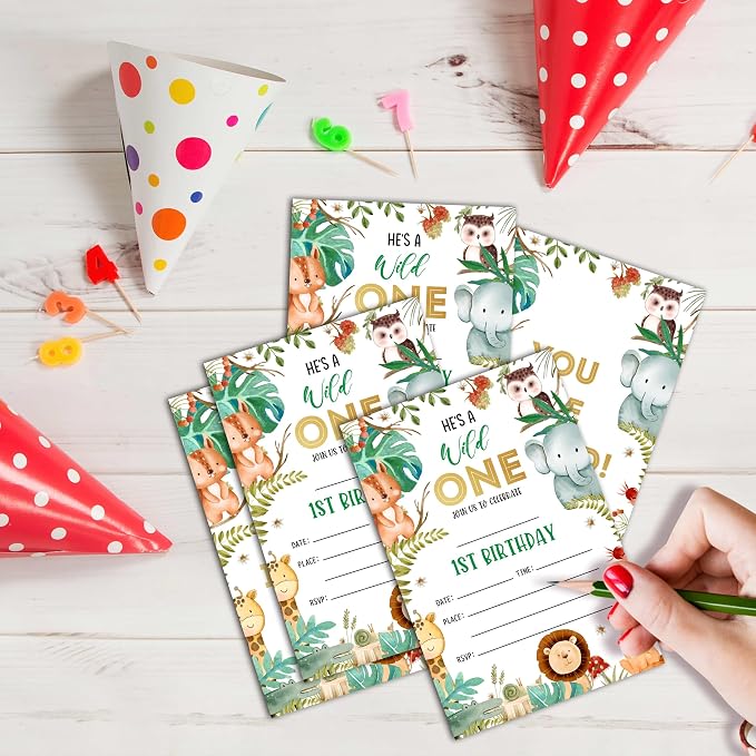 Wild One Birthday Invitations, 25 Double-Sided Invitation Cards - Image 3