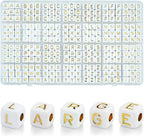 DoDoBeads 252 Pcs 10mm Chunky Square Gold Letter Beads, Big Alphabet Beads by DoDoBeads