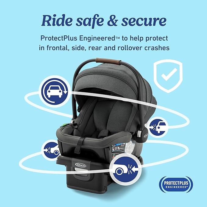 Graco Gomax Infant Car Seat, Orchid Haze, Lightweight, Reclining Rear Facing Car Seat Installs with or Without a Base