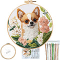 FONNUY Chihuahua Dog Floral Embroidery Kit, Cross Stitch Kits by FONNUY