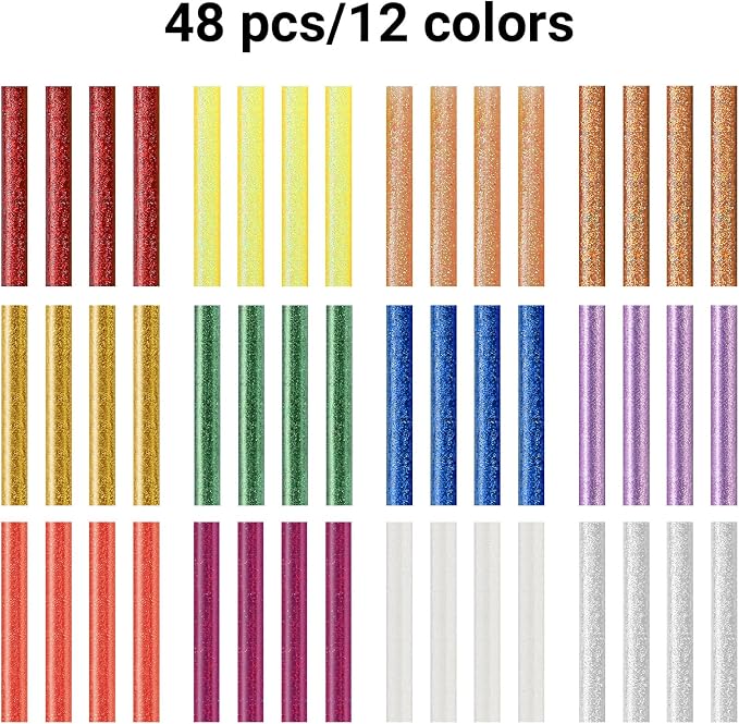 ENPOINT 48 Pack Glitter Colored Hot Glue Sticks, 0.43x4" Glitter Glue Sticks - Image 2