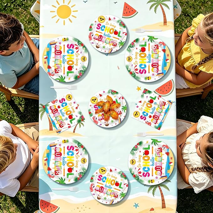 96Pcs So Long School Hello Summer Party Decoration Colorful Sun Popsicle Plates - Image 7