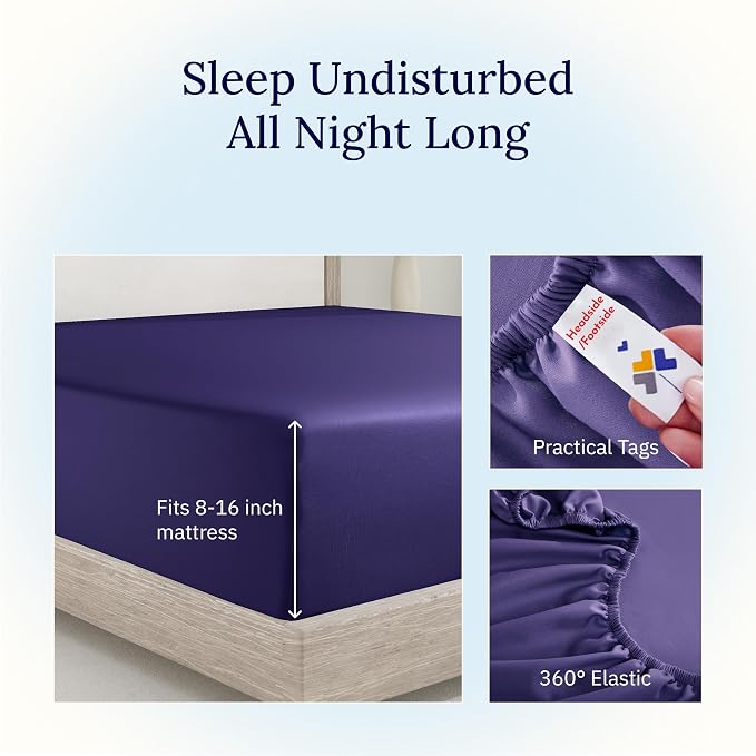 California Design Den Queen Size Fitted Sheet Cotton, Deep Pocket Soft 400 - Image 5