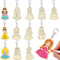 RattanView 24 Pcs Princess Craft Color Your Own Keychains DIY Craft Wooden by RattanView