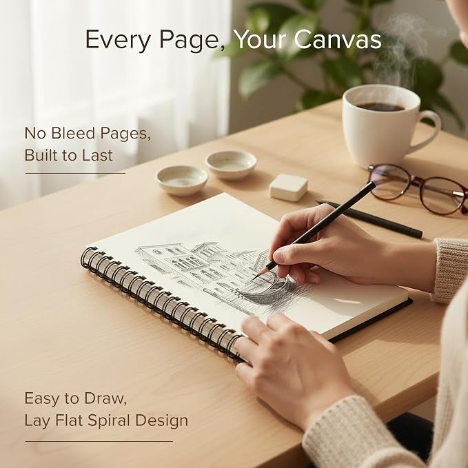Artist’s Sketchbook Hardcover – 200GSM Very Thick Paper – Large, Spiral Sketch - Image 2