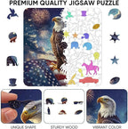 Reouinty Wooden Puzzle for Adults, Eagle Flag 200 Piece 11.2x11.2 in | Jigsaw - Image 5