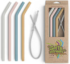 Premium Reusable Silicone Drinking Straws + Patented Straw Squeegee by SoftyStraws