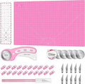 Rotary Cutter Set Pink- Quilting Kit incl. 45mm Fabric Cutter, 5 Replacement by HeadleyTools