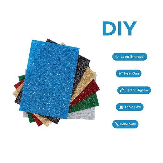 OMTech 6 Pack Glitter Acrylic Sheets, 6-Color Acrylic Plastic Boards - Image 5