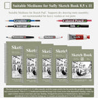 Sketch Book 8.5"x11", Spiral Sketchbook Pack of 2, SuFly 200 Sheets Acid Free - Image 5