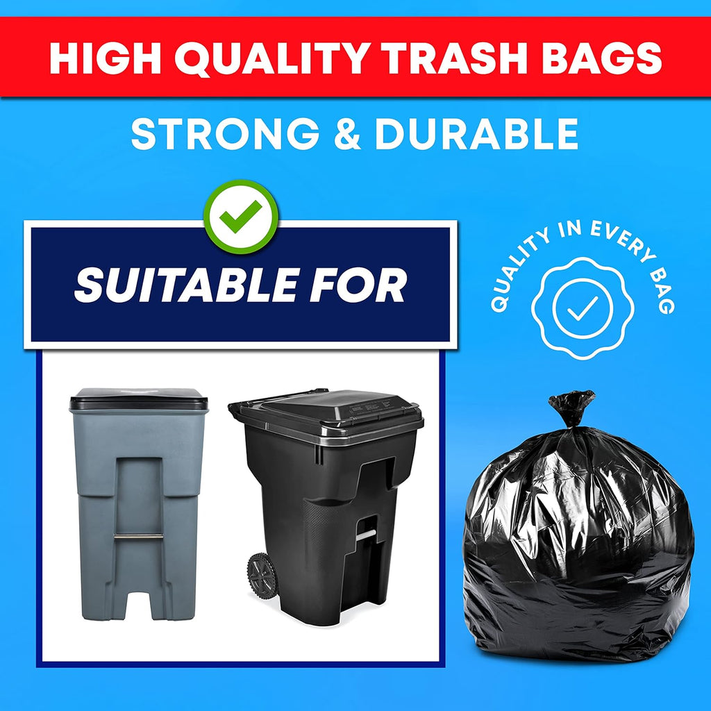 Veska 95-96 Gallon Trash Bags Heavy Duty, (ValuePack 25 Bags w/Ties) 100 Gallon Extra Large Trash Bags, 90 Gallon, 95 Gallon, 96 Gallon Heavy Duty Big Garbage Bags