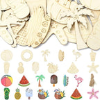 32 pcs Mixed Styles Beach Theme Unfinished Wood Cutout Charms Watermelon Ice by Gythara