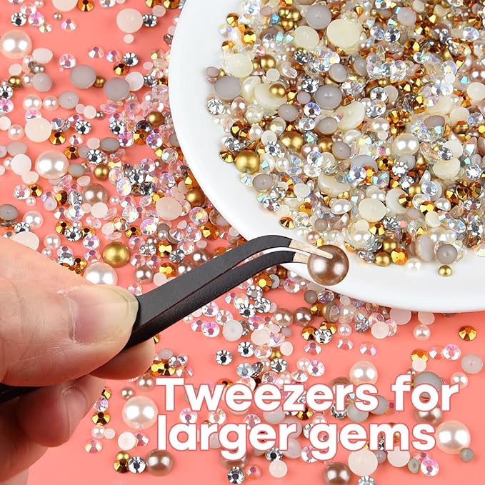 ASTARON 50g Mix Flatback Rhinestones Half Pearls - Image 6
