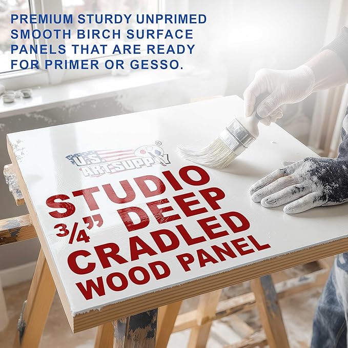 U.S. Art Supply 18" x 18" Unfinished Cradled Wood Panels - Image 3