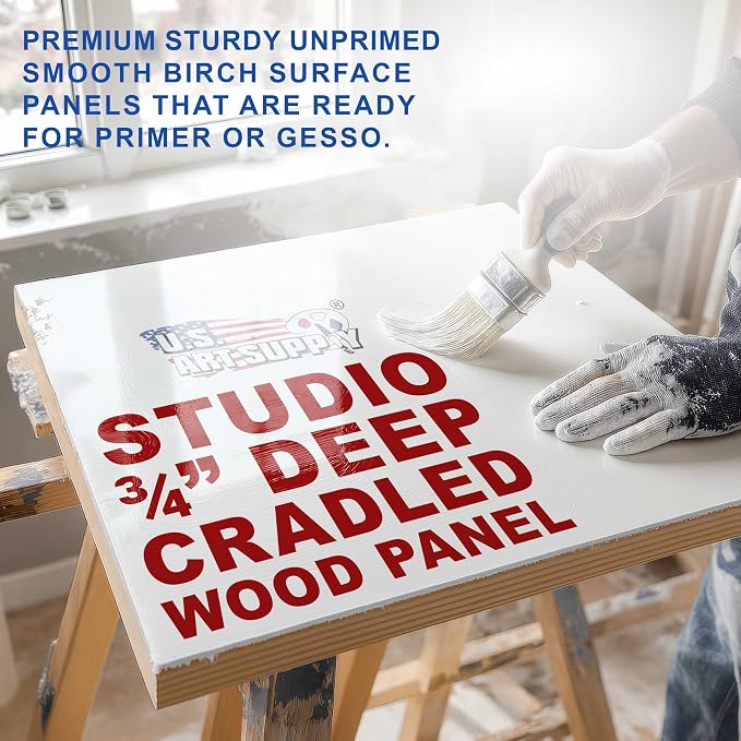 U.S. Art Supply 24" x 24" Unfinished Cradled Wood Panels - Image 3