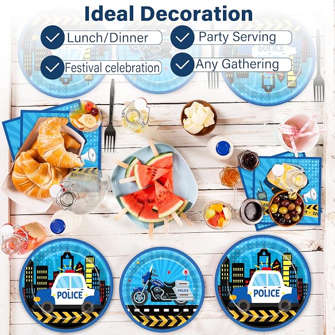 100 Pcs Police Party Plates and Napkins Party Supplies Police Birthday Party - Image 6
