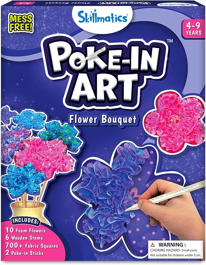 Skillmatics Poke-in Art – Flower Bouquet, Mess-Free Wood Craft Kit | Colorful by Skillmatics