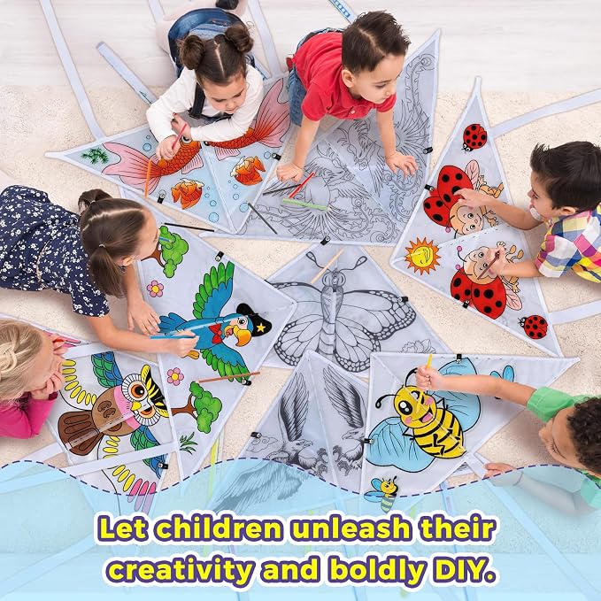 32 Pieces DIY Blank Painting Kites Bulk Kit 23.6 Inch Flying Kites - Image 7