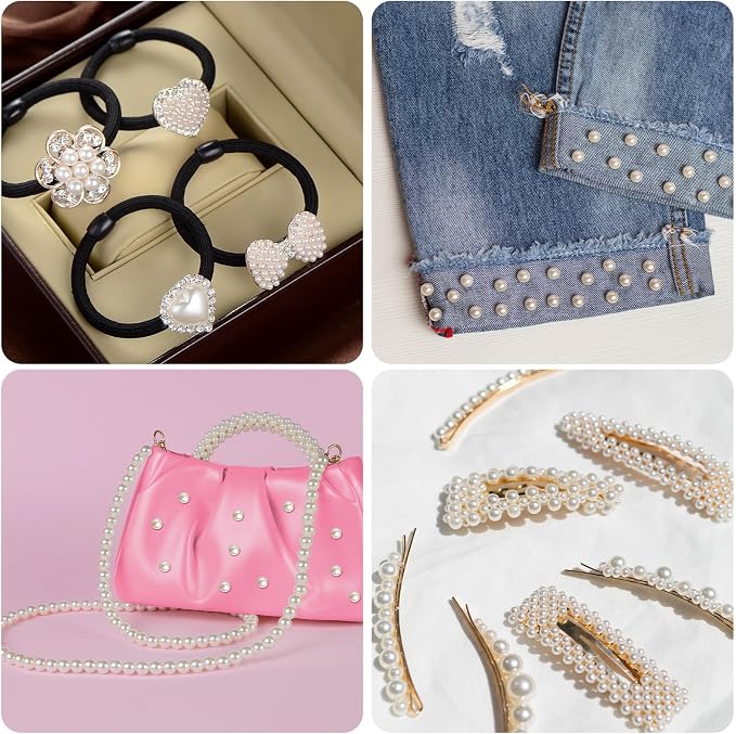 Funtopia 1860pcs Pearl Beads for Jewelry Making, 5 Sizes Round Pearls Bracelet - Image 5