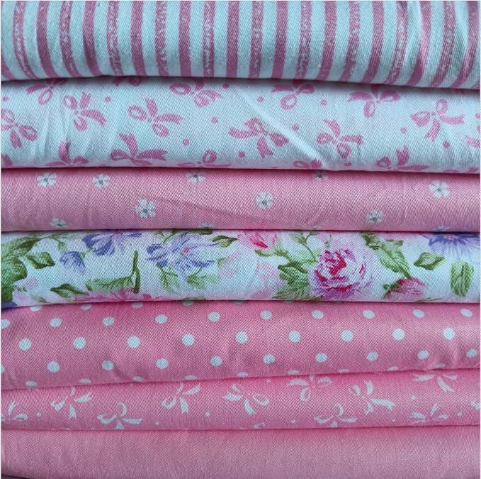 7PCS 9.8" x 9.8" Quilting Fat Quarters Fabric Bundles, by Unknown