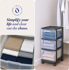 HOMZ 2-Pack Drawer Tower, 3-Tier Clear Plastic Storage Organizer Cart, and - Image 7
