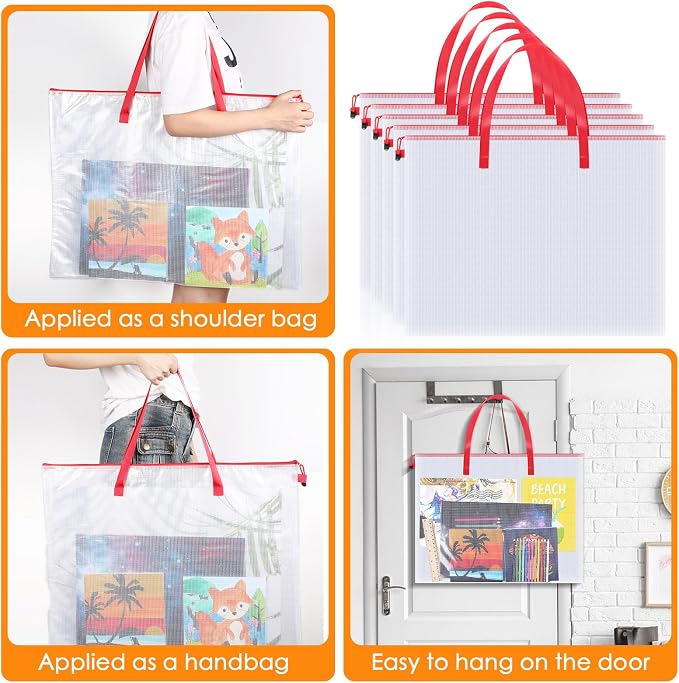 Reginary 10 Pcs Art Portfolio Bags, 19 x 25 Inch Clear Poster Storage Bags - Image 6