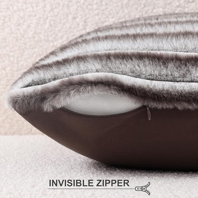 Pallene Faux Fur Plush Throw Pillow Covers 22x22 Set of 2, Luxury Soft Fluffy - Image 3