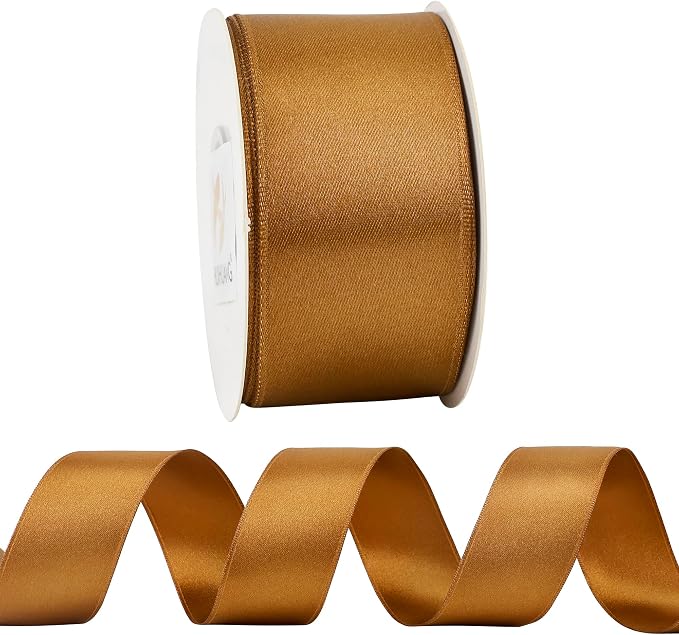 HUIHUANG Copper Satin Wired Ribbon 1-1/2 inch Copper Colored Wire Christmas - Image 7