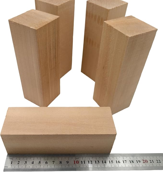 5PCS Basswood Carving Blocks, Whittling Wood Carving Kit, Unfinished Wooden - Image 3
