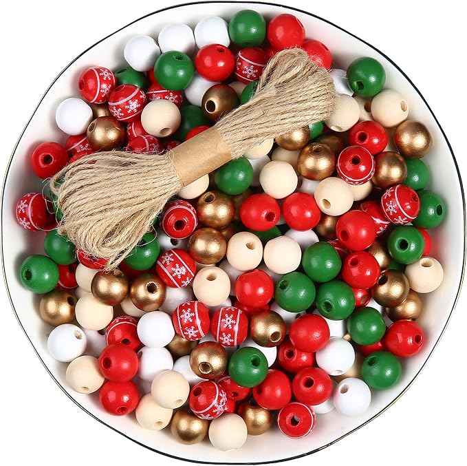 240PCS Colorful Round Wooden Christmas Beads - Image 5