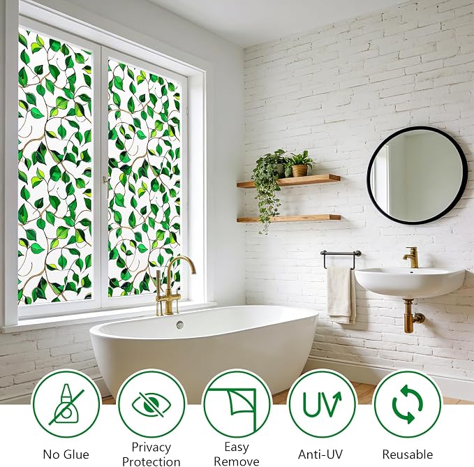 Kromapolis Privacy Window Film Frosted Glass Static Cling, Front Door Heat UV - Image 4