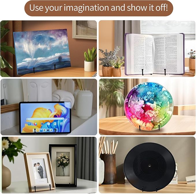 Birity 5PACK 10 Inch Square Black Metal Display Stands Plate Holder Display - Image 7