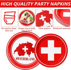 96pcs Switzerland Party Supplies Tableware Set Swiss Flag Party Paper Plates - Image 3