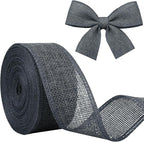 Navy Blue Burlap Ribbon 1-1/2 in X 10 Yard Dark Blue Wired Ribbon | Natural by JaoZuyard