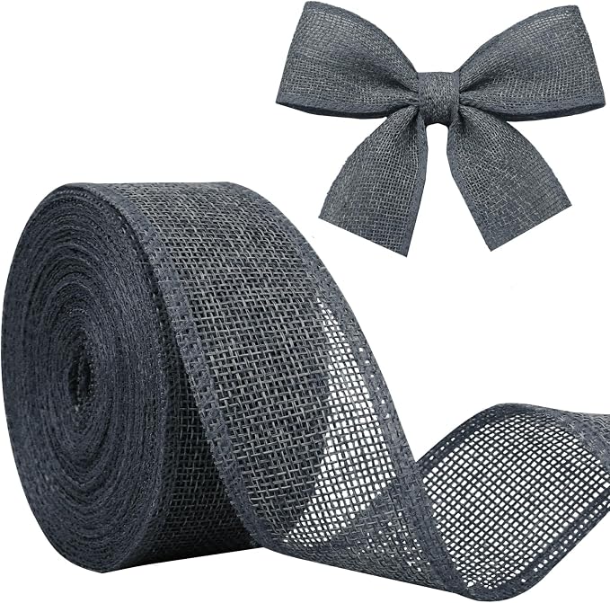 Navy Blue Burlap Ribbon 1-1/2 in X 10 Yard Dark Blue Wired Ribbon | Natural by JaoZuyard