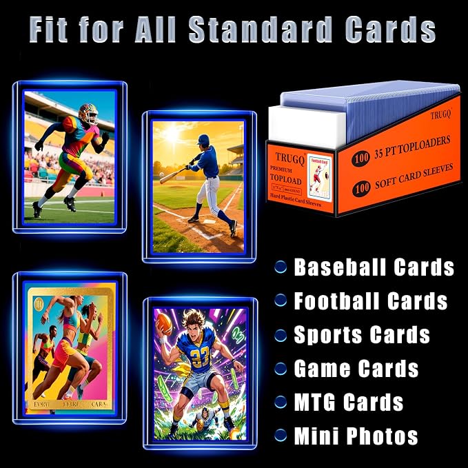 200 Card Sleeves Top Loads for Cards, Toploaders Hard Plastic for Trading Game - Image 4