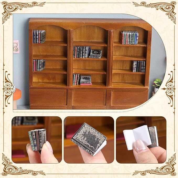 1:12 Scale Dollhouse Miniature Wooden Bookshelf - Image 3