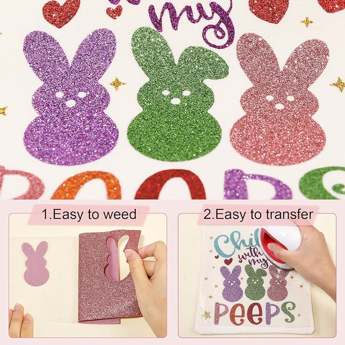 Tintnut Rose Gold Glitter Heat Transfer Vinyl Roll, easy cut & weed, stretch - Image 3