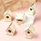 6 Sets 6 Styles Breeding Box Theme Unfinished Wood Bird House Hollow Star - Image 6