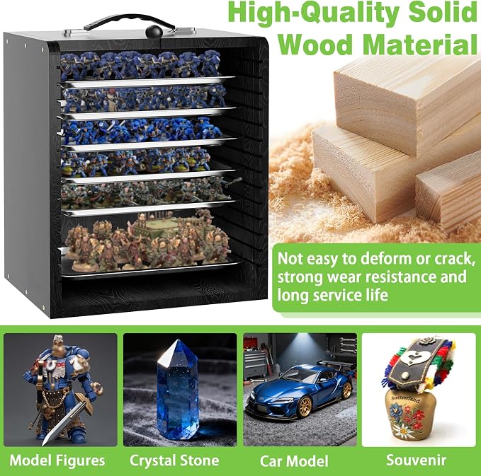 Miniature Storage Case for Collectibles Miniatures, Wooden Display Cases - Image 7