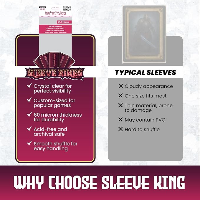 Sleeve Kings Premium Super Large Card Sleeves – 89x146mm, 110 Pack, 60 Micron - Image 6